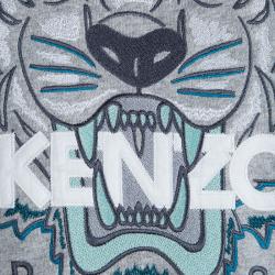 Pre Owned Kenzo Grey Cotton Knit Embroidered Tiger Motif Sweatshirt XL