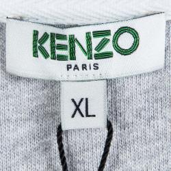 Pre Owned Kenzo Grey Cotton Knit Embroidered Tiger Motif Sweatshirt XL