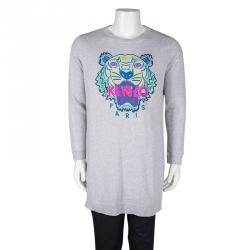 Pre Owned Kenzo Grey Tiger Embroidered Motif Sweatshirt XL