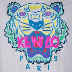 Pre Owned Kenzo Grey Tiger Embroidered Motif Sweatshirt XL