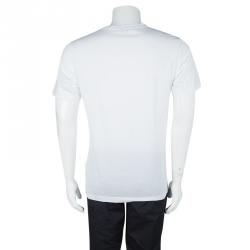 Pre Owned Kenzo White Jersey Printed Crew Neck T-Shirt L