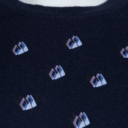 Pre Owned بلوفر كينزو أزرق كحلي مطبوع برقبة مستديرة XXL