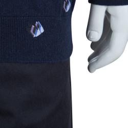 Pre Owned بلوفر كينزو أزرق كحلي مطبوع برقبة مستديرة XXL