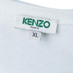Pre Owned Kenzo White Criss Cross Striped Sweater XL