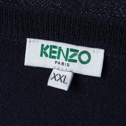 Pre Owned Kenzo Navy Blue Colorblock Crew Neck Sweater XXL