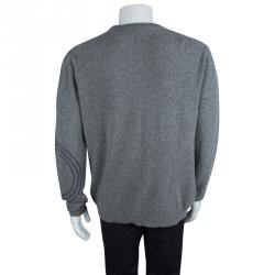 Pre Owned Kenzo Grey Wool Flock Printed Sweater XXL 