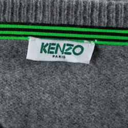 Pre Owned Kenzo Grey Wool Flock Printed Sweater XXL 