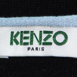 Pre Owned Kenzo Black Striped Knit Embroidered Tiger Motif Sweatshirt XXL