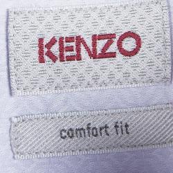 Pre Owned Kenzo Lilac Textured Cotton Comfort Fit  Long Sleeve Button Front Shirt 4XL