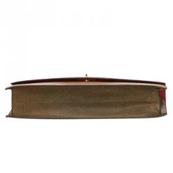 Lancel Bi Color Lizard Embossed Leather Attache Briefcase