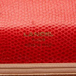 Lancel Bi Color Lizard Embossed Leather Attache Briefcase