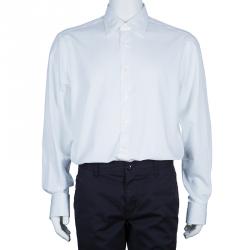 Pre Owned Lanvin White Cotton Classic Collar Shirt L