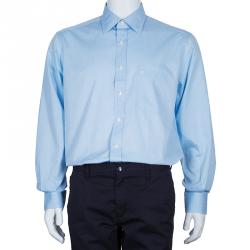 Pre Owned Lanvin Light Blue Cotton Classic Collar Shirt L