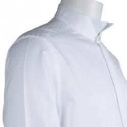 Pre Owned Lanvin White Herringbone Cotton Long Sleeve Button Front Shirt L