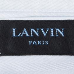 Pre Owned Lanvin White Herringbone Cotton Long Sleeve Button Front Shirt L