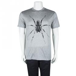 Pre Owned Lanvin Printed Grey Jersey Tarantula Print Crew Neck T-Shirt L