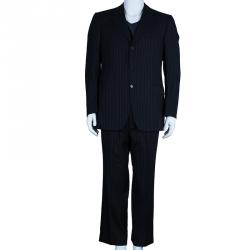 Pre Owned Lanvin Men's Black Striped Suit M