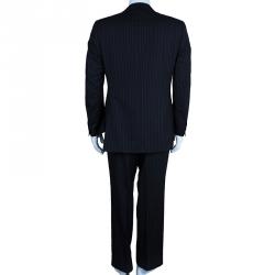 Pre Owned Lanvin Men's Black Striped Suit M