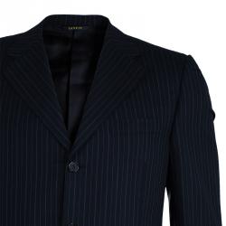 Pre Owned Lanvin Men's Black Striped Suit M