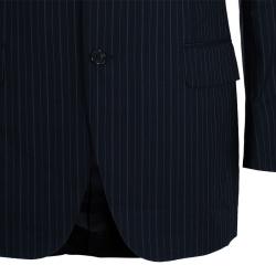 Pre Owned Lanvin Men's Black Striped Suit M