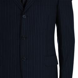 Pre Owned Lanvin Men's Black Striped Suit M
