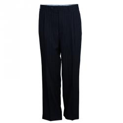 Pre Owned Lanvin Men's Black Striped Suit M