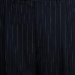 Pre Owned Lanvin Men's Black Striped Suit M