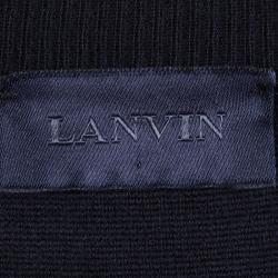 Pre Owned Lanvin Navy Blue Merinos Wool V-Neck Sweater L