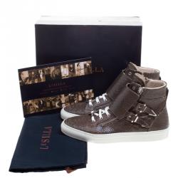 Le Silla Brown Python Embossed Leather High Top Sneakers Size 44