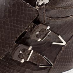 Le Silla Brown Python Embossed Leather High Top Sneakers Size 43