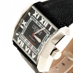 Pre Owned Locman Black Limited Edition Otto N.00613 Sharkskin Men's Wristwatch 51MM 