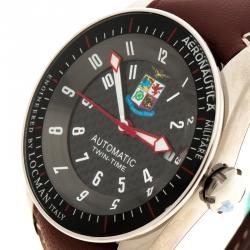 Locman Black Limited Edition Aeronautica Leather Men's Wristwatch 44MM