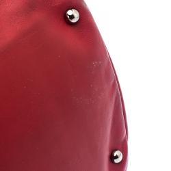 Longchamp Red Embossed Leather Travel Satchel