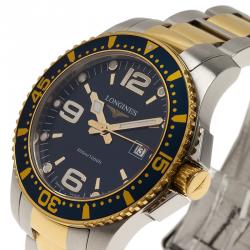 Pre Owned Longines Blue Stainless Steel Hydroconquest Men's Wristwatch 39MM