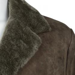 Pre Owned Loro Piana Brown Shearling Lined Suede Coat XXL