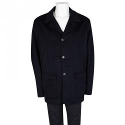 Pre Owned Loro Piana Navy Blue Cashmere Storm System Jacket 3XL