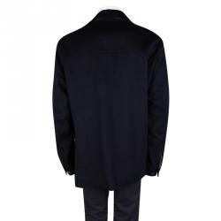 Pre Owned Loro Piana Navy Blue Cashmere Storm System Jacket 3XL