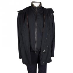 Loro Piana Black Storm System Jacket and Nutria Fur Vest Set 3XL