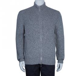 Pre Owned Loro Piana Men's Grey Baby Cashmere Bomber Cardigan L