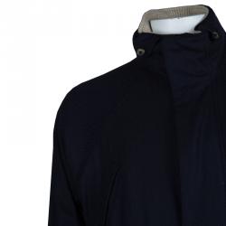 Pre Owned Loro Piana Navy Blue Herringbone Cashmere Winter Sports Jacket L