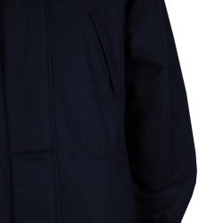 Pre Owned Loro Piana Navy Blue Herringbone Cashmere Winter Sports Jacket L