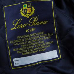 Pre Owned Loro Piana Navy Blue Herringbone Cashmere Winter Sports Jacket L