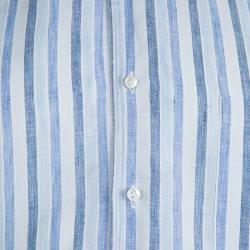 Pre Owned Loro Piana Blue Striped Linen Long Sleeve Button Front Shirt S