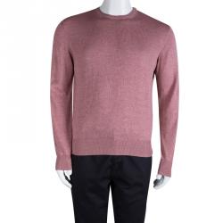 Pre Owned Loro Piana Pastel Pink Silk Knit Crewneck Sweater S