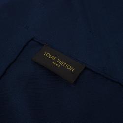Louis Vuitton Navy Blue Silk Monogram Pocket Square