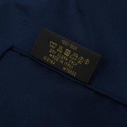 Louis Vuitton Navy Blue Silk Monogram Pocket Square