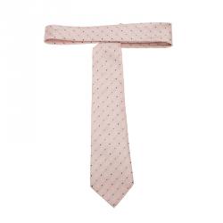 مملوكة مسبقًا ربطة عنق لوي فيتون حرير منقط طبع LV وردية