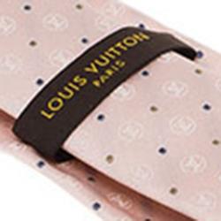 مملوكة مسبقًا ربطة عنق لوي فيتون حرير منقط طبع LV وردية