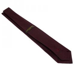Pre Owned Louis Vuitton Burgundy Silk Monogramissime Tie