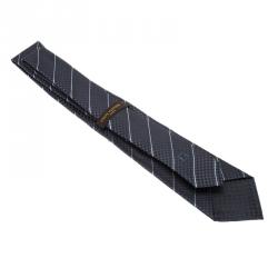 Pre Owned Louis Vuitton Charcoal Grey Silk Ecu Tie